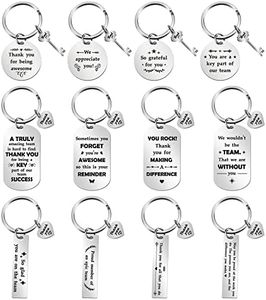 Kathfly 12 Pcs Office Appreciation Gifts Motivational Coworker Thank You Keychains for Employees Coworkers Social Worker, Silver