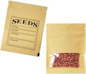 WACCOMT Pack 100 Pieces Small Resealable Seed Packets Envelopes (2.76x3.74 inch) Bags with Clear Window Kraft Paper Zipper Lock Heat Seal Pouch for Flower Vegetable Seeds Saving Garden Collecting