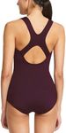 BALEAF Women's One Piece Swimsuits Athletic Conservative Racerback Training Swimsuit Swimwear Bathing Suit Wine Red 44(3X-Large)