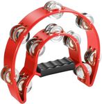 DEVICE OF URBAN INFOTECH Tambourine Musical Instrument Half Moon Double Row Metal Jingles Hand Percussion Dafli with Grip Handle, Tambourines for Adults, Party, Gift (multi colors)