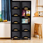 Kuber Industries Plastic 10 Units Cabinet Storage Organizer (5 + 5)|Free Standing Folding Storage Cabinets|Tiered Shelf, Organizer For Wardrobe|Drawer Organizer|Multipurpose Rack|Black