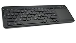 Microsoft All-in-One Media Keyboard - Comfortable, Multi-Media Ergonomic Keyboard with Bluetooth and Trackpad (English), black