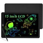 KidsPark LCD Writing Tablet Kids Doodle Scribbler Pad, 15 Inch Colorful Light Drawing Board Learning Educational Toy Portable Handwriting Drawing Pad for Kids Boys Girls Adults, Black