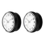 PATIKIL Waterproof Shower Clock, 2 Pack Non Ticking Silent Mini Cute Mirror Wall Clocks with Suction Cup for Bathroom Kitchen Home Decoration, Black/Black