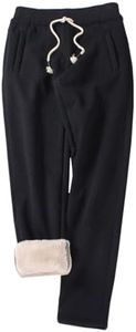 Gihuo Women's Sherpa Lined Sweatpants Winter Warm Fleece Lined Sweatpants with Pockets Fleece Jogger Pants (XX-Large, 2# Black)