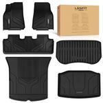 LASFIT Floor Mats for 2020-2024 Tesla Model Y 5 Seat, 3D No Slip&No Curling TEP Custom Fit All Weather Cargo Mats Trunk Mats, Easy Cleaning, Durable 5 Year+, for Tesla Model Y Accessories, Full Set