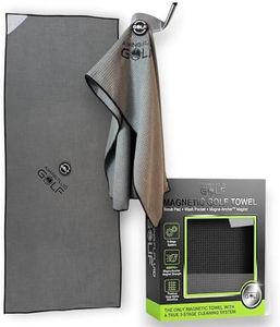Multi-Function Magnetic Golf Towel with Dual Wash Pockets, Magna-Anchor Technology, Waffle Pattern, Ball Scrubber – Perfect Golf Gift for Men & Women (16" x 40", Grey, with Magnet)