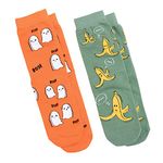 THELA GAADI Cotton Men's and Women's Printed Quirky & Funky Socks - Unisex Mid Crew Length Bae and Boo Socks, Odour Free, Breathable, Pure Cotton, Soft, Socks (Multicolor, Combo Pack of 2)