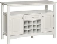 HOMCOM Sideboard Buffet Credenza Storage Cabinet with Drawer and Removable Wine Rack, White