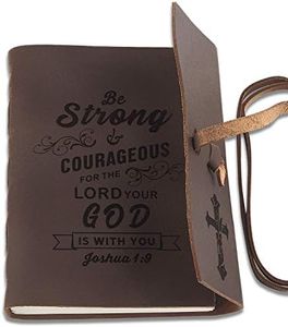 kullder Personalized Leather Journal for Christian Joshua 1:9 Engraved Bible Inscription Notebook 5×7IN Sketchbook Travel Diary Personalized Rustic Christian Gifts for Men&Women Monogrammed Journals