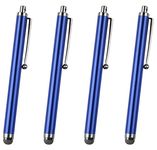 PENCILUPNOSE© 4 x FABRIC MICRO FIBRE fiber STYLUS PEN for iPAD, TABLET , iPHONE 6 PLUS, SAMSUNG GALAXY S6 NOTE 4 , BLACKBERRY, NOKIA ..ANY TOUCH SCREEN DEVICE (BLUE)