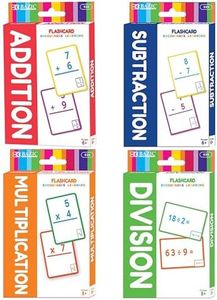 BAZIC Products Addition & Subtraction & Multiplication & Division Flash Cards, Number Math Calculation Card Game Education Learning Activities (36/Pack), Set of 4-Pack