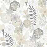 RoomMates RMK11326WP Perennial Blooms Peel and Stick Wallpaper, Beige