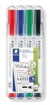 STAEDTLER 341 WP4 Lumocolor Compact Whiteboard Marker, 1-2mm Line Width - 4 Assorted Colours (Pack of 4)