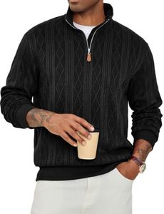 JMIERR Mens Quarter Zip Turtleneck Pullover Sweater, S, Black