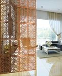 Planet Decor Attractive Hanging DIY Room Divider Decorative Wall Screen Partition for Decorating Living Room Bedroom Kitchen Office Restaurant Bar Hotel and Home Panel Set of 12 (Brown)