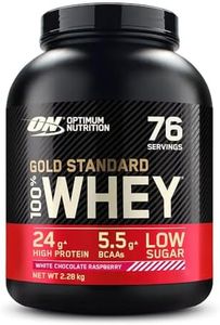 Optimum Nutrition Gold Standard Whey Protein Powder with Glutamine and Amino Acids Protein Shake - White Chocolate Raspberry, 73 Servings, 2.27 kg (Packaging May Vary)