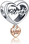 Annmors Charm Love You Auntie Heart 925 Sterling Silver Pendant Dangle Beads for European Bracelets and Necklaces Valentine's Day Mother's Day Gifts for Women