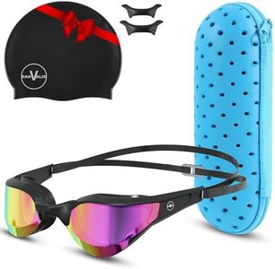 danvalis Gafas natacion hombre polarizadas, gafas natacion mujer,Mod.2024 Estuche de gafas,Gorro natacion e intercambiador medida nasal,gafas de natacion,gafas piscina