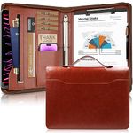 Padfolio Portfolio Leather Binder, Interview Legal Document Organizer, Business Card Holder Included Letter Sized Writing Pad (Brown)