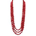 AAMRAPALI SILVER GEMS 3-Line Red Multicolor Beads Necklace - Perfect for Everyday Wear