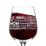 Mom Wine Glass with Affectionate, Loving Words (Front & Back) | Birthday Present for Mom | Cute Wine Glass for Mom, New Mom or Grandma | Wine Glasses for Mommy Juice | Add to New Mommy Gift Basket