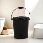 Kuber Industries Pedal Dustbin | 10 Liter | Dustbin with Lid | Garbage Waste Bin with Handle | Dustbin for Kitchen-Bathroom | Wet & Dry Waste Bin | 505 Check Dhakan Trash Can | Black