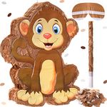 Monkey Pinata Bundle with Blindfold and Bat 16 x 12 x 3 Inch Cute Monkey Pinata for Girls Boys Animal Pinata Kids Birthday Party Decor for Animal Theme Birthday Party Game Supplies Photo Prop