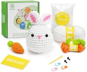 Crochet Kits for Beginners - All-in-One Stuffed Animal Knitting Sets - Step-by-Step Video Tutorials DIY, Rabbit&Carrot Crochet Kits