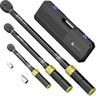 ANPUDS 1/4 3/8 1/2-inch Drive Torque Wrench, 5 Pcs Click Torque Wrench Set, 20-240in.lb, 10-110Ft.lb, 30-250Ft.lb with 2 Adapters, Dual-Direction, 72-Tooth, Dual Range Scales for Bike, Motorcycle, Car