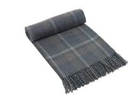 Glen Isla 100% Lambswool Blanket Crailing Blue Grey Check - Made in Scotland