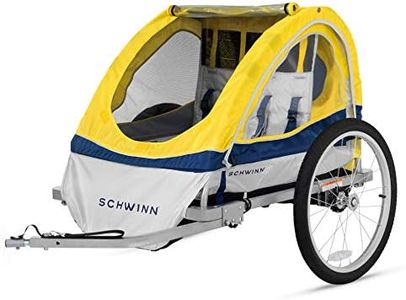 Schwinn Echo Child Bike Trailer, Max of 2 Children with Total Weight of 80 lbs., Canopy, 20-Inch Air-Filled Tires, Yellow/Grey