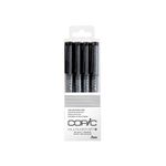 Copic Multiliner Coloured Marker Pen - Set of 4 Black, For Art & Crafts, Colouring, Graphics, Highlighter, Design, Anime, Professional & Beginners, Art Supplies & Colouring Books
