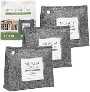 MOSO NATURAL Unscented Stand-Up Air Purifying Bag 300G Pack Of 3. Odor Eliminator, Odor Absorber For Closet And Bathroom,Chemical-Free| Long Lasting Charcoal Bags | Lasts up to 2 years!