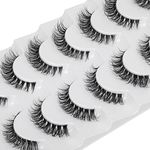 JIMIRE False Eyelashes Clear Band Small Faux Mink Lashes Natural Look Cat Eye 13MM Short Fluffy 3D Light Volume Eyelash Pack 7 Pairs