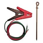 4ft Farm Electric Fence Jump Leads with 1/2 inch Ground Rod- UL Listed Tinned Copper Wire with Crocodile Clip for Energizer to Fence Wire & Ground System (4ft Energizer Leads Set + Ground Rod kit)