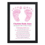 Personalised Christening Wishes Gifts for Baby Girl Boy Godchild Baby Feet Poem Christening Keepsake - PINK or BLUE Colours - A5, A4, A3 Prints and Frames