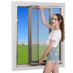 JOOFAN Adjustable DIY Insect Screen Magnetic Window57''X59''(145X150cm), Magnetic Frame for Fly Screen, Windows, Mosquito Screen, Washable, Black Net, No Punching Required