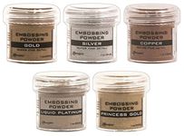 Cardmaking: Heat Embossing - Metallic - Gold, Silver, Platinum, Copper & Princess Gold - 5 Item Bundle by Cardmaking Essentials