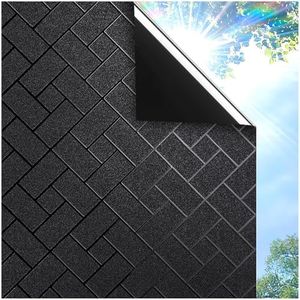 Coavas Blackout Window Film, 100% Sun Blocking & Darkening Privacy Static Cling Film, No Glue Anti-Glare Removable Cover for Bedroom, Living Room, Heat & UV Rejection, 35.4 x 157.5 inches