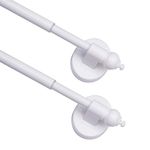 Magnetic Curtain Rods for Metal Doors，Multi-Use Adjustable Appliance for Windows Iron Steel Places，16-28 Inch，White，2 Pack