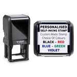 40mm x 40mm - Premium Personalised Custom Made Self-Inking Business Company Address Rubber Ink Stamp (4 Lines)