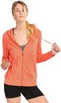 Teejoy Women's Thin Cotton Zip Up Hoodie Jacket (S, Coral)