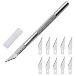 Yoezuo Craft Knives Set Precision Knife, 10 Spare Stainless Steel Blades Precision Carving Knife Ergonomic Aluminium Handle for Art Cutting Model Making Scrapbooking Stencil