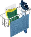 KESOL 3-in-1 Kitchen Sink Caddy - Adhesive Sponge Holder for Kitchen Sink + Dish Cloth Hanger + Dish Brush Holder, 304 Stainless Steel Rust Proof, Water Proof, No Drilling Kitchen Sink Accessories