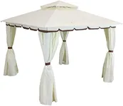 Sunnydaze 10 x 10 Foot Soft-Top Patio Gazebo with Screens and Privacy Walls - Great for Backyard, Garden or Deck - Cream