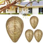 4 Pcs Wasp Trap, Wasp Traps Outdoor Hanging, Fake Wasp Nest Decoy, Yellow Jacket Hornet Bee Trap, Wasp Repellent for Home Garden