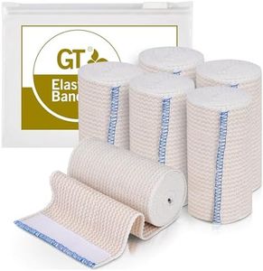 GT 4 Cotton Elastic Bandage with Hook & Loop Closure on both ends 4 inches wide x (13 to 15 ft. when stretched) 6 Pack