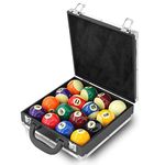 Billiard Balls Storage Box, Pool Balls Set with 16 Holes (American Billiards), Billiard Accessory with Latches, Pool Carrying Case Accessory with Carry Handle