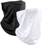 OZERO Cooling Neck Gaiter Face Mask Balaclava: Sun Protection Face Cover Scarf with Earloop - Breathable Bandana for Men Women Outdoor Sports, Fishing, Hiking, Cycling (Black+White)